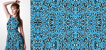 33072v Materiał ze wzorem motyw inspirowany skórą zwierząt w odcieniach niebieskiego - cętki geparda